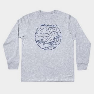 Hawaii Beach Island Logo Kids Long Sleeve T-Shirt